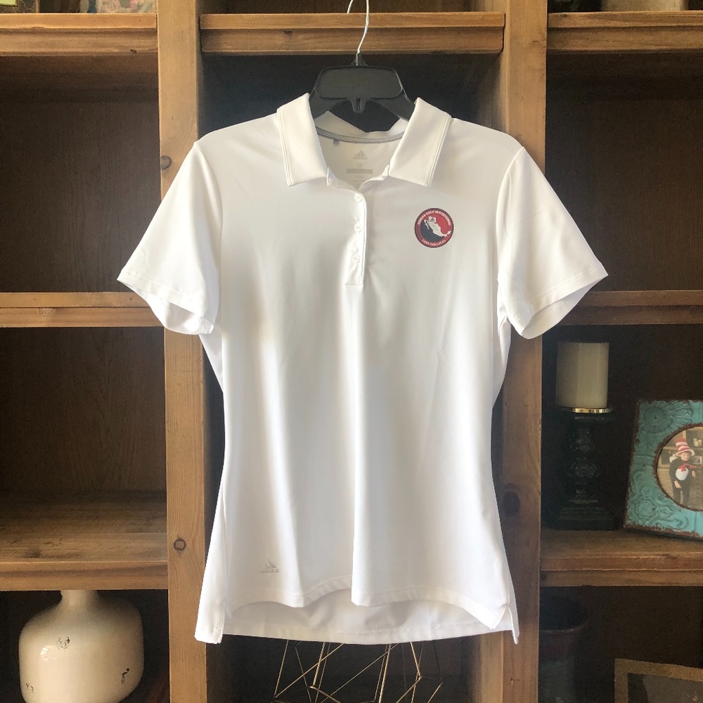 Ladies Medium White Adidas Golf Polo Top -L1